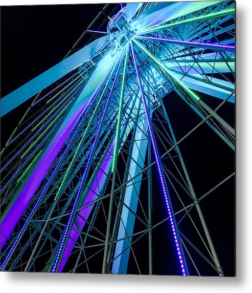 Ferris Wheel Metal Print featuring the photograph Branson Nightlife Up Close by Michael Oceanofwisdom Bidwell