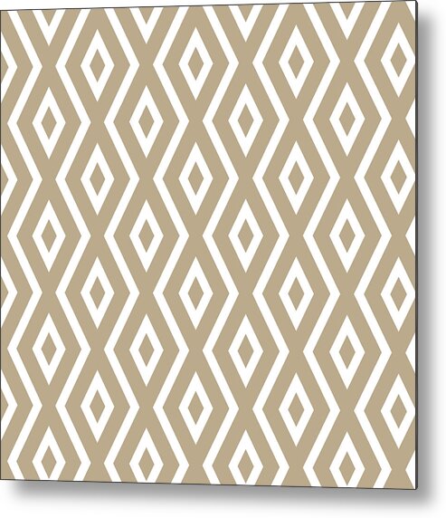 Beige Metal Print featuring the mixed media Beige Diamond Pattern by Christina Rollo