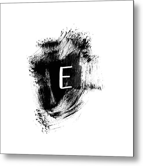 E Metal Print featuring the painting Brushstroke E -Monogram Art by Linda Woods by Linda Woods