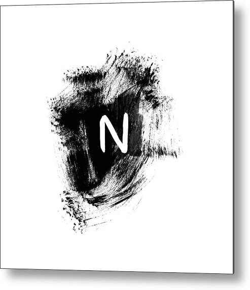 N Metal Print featuring the painting Brushtroke N -Monogram Art by Linda Woods by Linda Woods