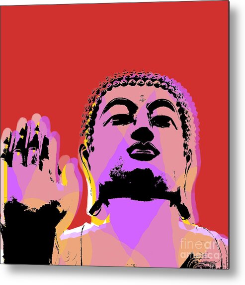 Buddha Metal Print featuring the digital art Buddha Pop Art by Jean luc Comperat
