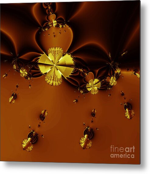 Fractal Metal Print featuring the digital art Bumble Beez Over Chocolate Lake . Square . S19 by Wingsdomain Art and Photography