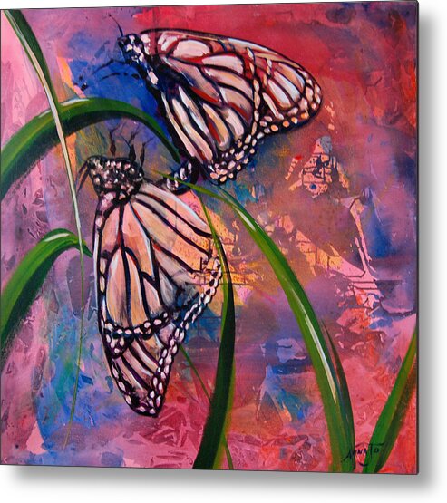 Butterflies Metal Print featuring the painting Butterfly Love by AnnaJo Vahle