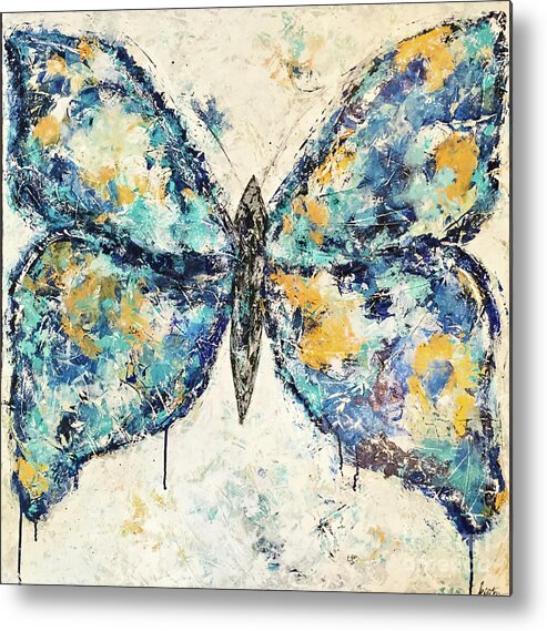 Butterfly Metal Print featuring the painting Butterfly Love by Kirsten Koza Reed