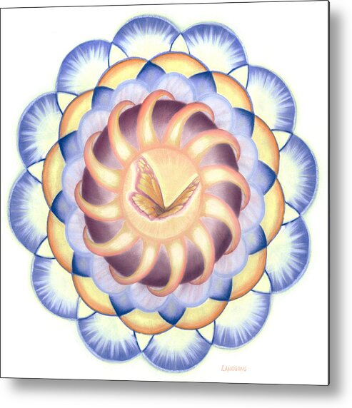 Mandala Metal Print featuring the painting Butterfly Mandala by Robin Aisha Landsong