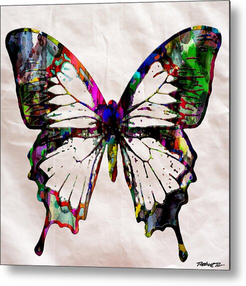 Butterfly Metal Print featuring the painting Butterfly Rainbow by Robert R Splashy Art Abstract Paintings