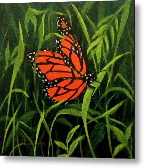 Still Life Metal Print featuring the painting Butterfly by Roseann Gilmore