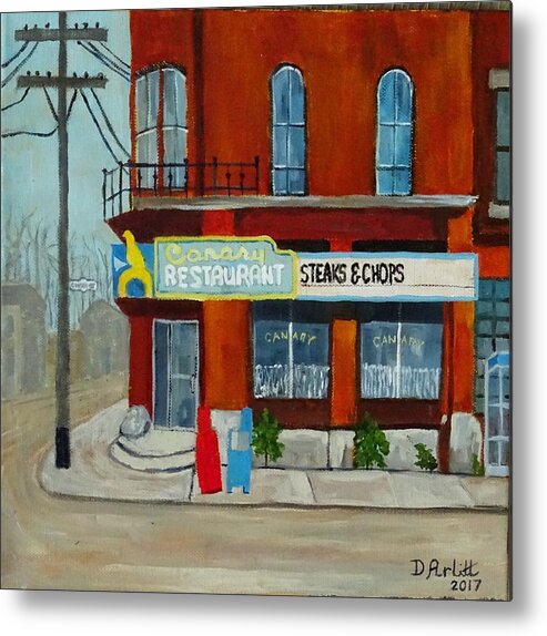 Acrylic Metal Print featuring the painting Canary Restaurant by Diane Arlitt