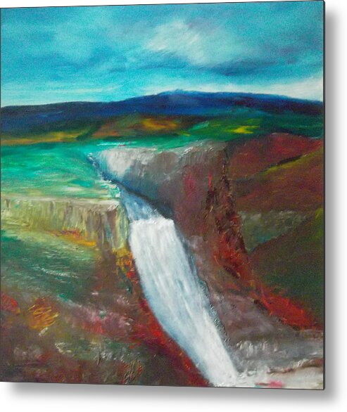 Abstract Metal Print featuring the painting Canyon Falls by Susan Esbensen