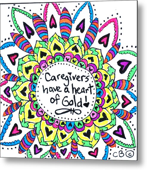 Caregiver Metal Print featuring the drawing Caregiver Flower by Carole Brecht