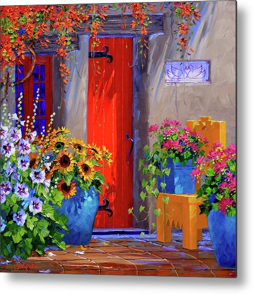 Southwest Doorways Metal Print featuring the painting Cascading Color by Mikki Senkarik