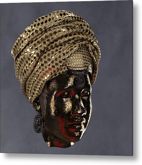 Africa Metal Print featuring the sculpture Cast In Character 2013 - Side View With Red Spotlight by Sanaa Tendaji