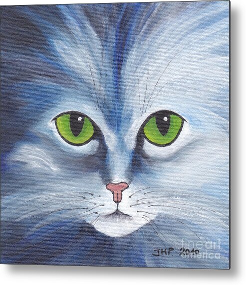 Painting Metal Print featuring the painting Cat Eyes Blue by Jutta Maria Pusl