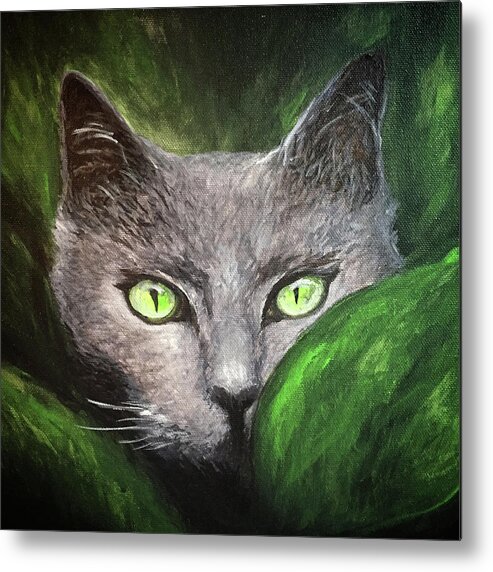 Cat Metal Print featuring the painting Cat Eyes by Michelle Pier