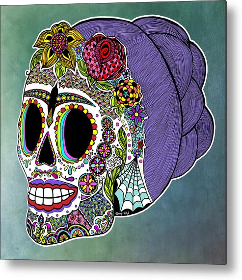 Frida Metal Print featuring the digital art Catrina Sugar Skull by Tammy Wetzel
