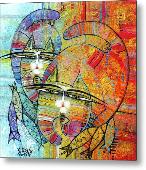 Albena Metal Print featuring the painting Cat's Paradise by Albena Vatcheva