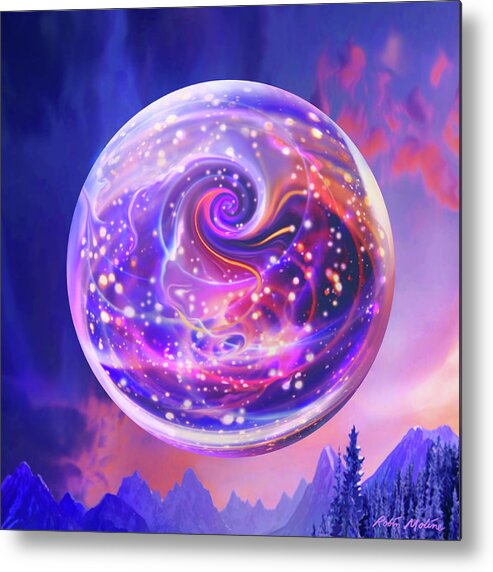 Celestial Metal Print featuring the digital art Celestial Snow Globe by Robin Moline