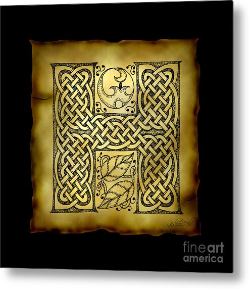 Artoffoxvox Metal Print featuring the mixed media Celtic Letter H Monogram by Kristen Fox
