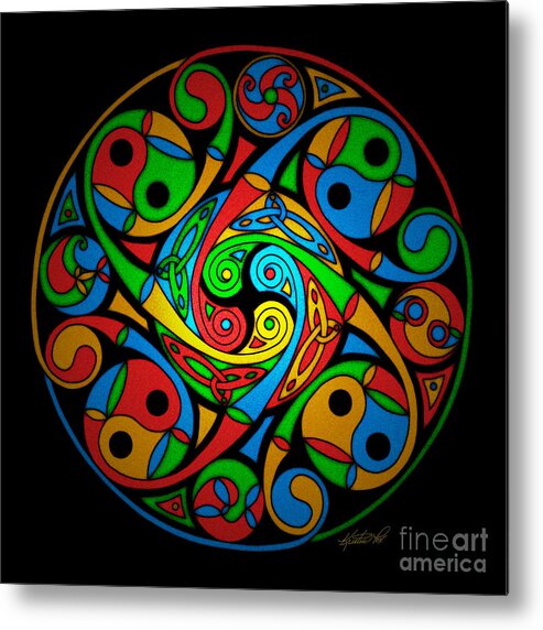 Artoffoxvox Metal Print featuring the mixed media Celtic Stained Glass Spiral by Kristen Fox