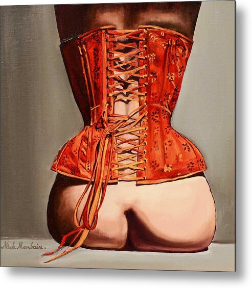 Nude Metal Print featuring the painting Cerise by Nicole MARBAISE