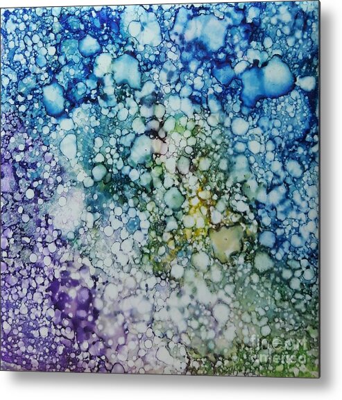 Alcohol Metal Print featuring the painting Champagne Bubbles by Terri Mills