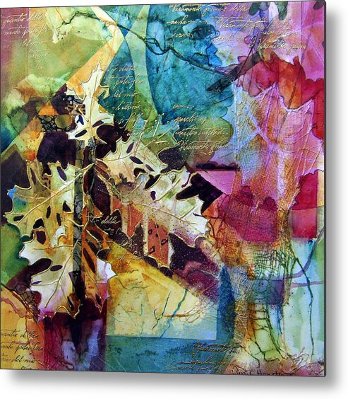 Watercolor Paper Collage Vibrant Color Leaves Metal Print featuring the painting Changing Times by Terry Honstead