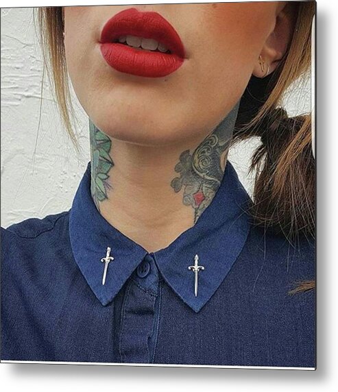  Metal Print featuring the photograph Check Out These Dagger Collar Studs And by Natalie Anne