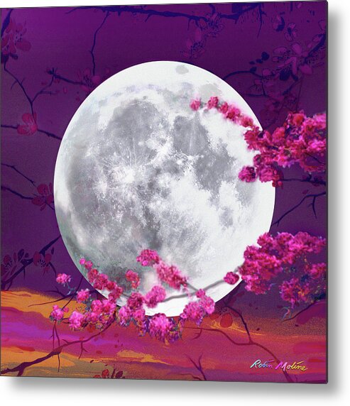 Cherry Moon Metal Print featuring the digital art Cherry Moon by Robin Moline