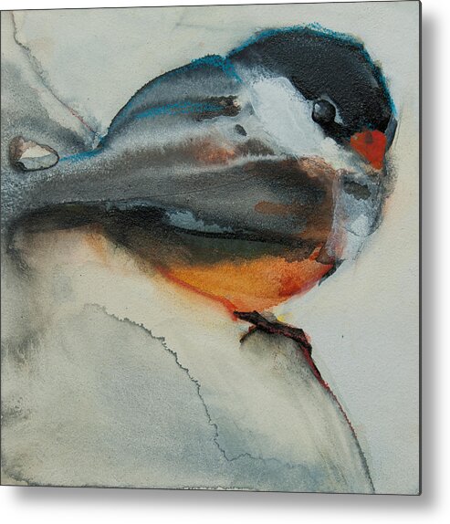 Birds Metal Print featuring the painting Chickadee 1 by Jani Freimann