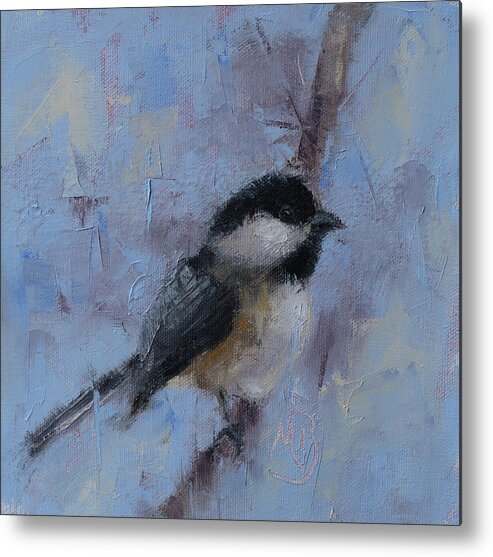 Wildlife Art Metal Print featuring the painting Chickadee #2 by Monica Burnette