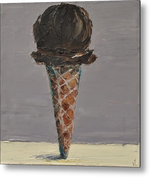 Ice Cream Metal Print featuring the painting Chocolate Cone by Lindsay Frost