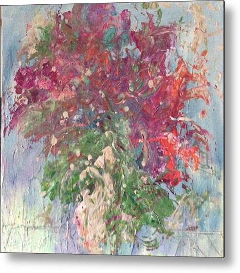 Floral Metal Print featuring the painting Christmas Cactus by Karen Ann Patton