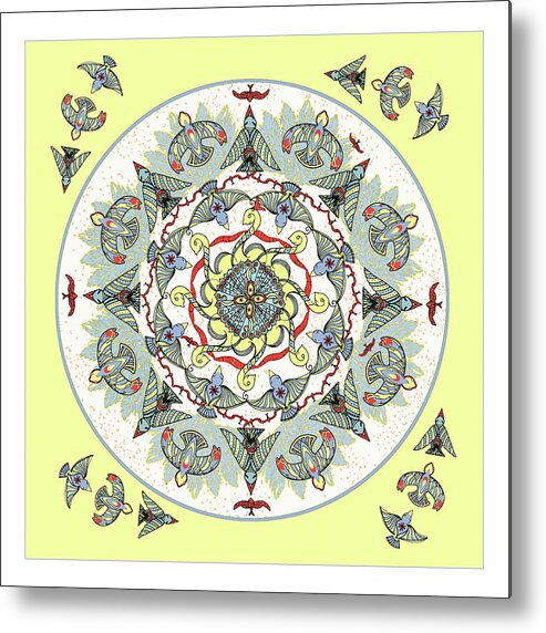 Artistic Metal Print featuring the drawing Circle of Birds by Deborah Smith