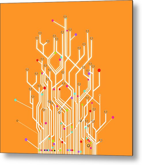 Abstract Metal Print featuring the photograph Circuit Board Graphic by Setsiri Silapasuwanchai