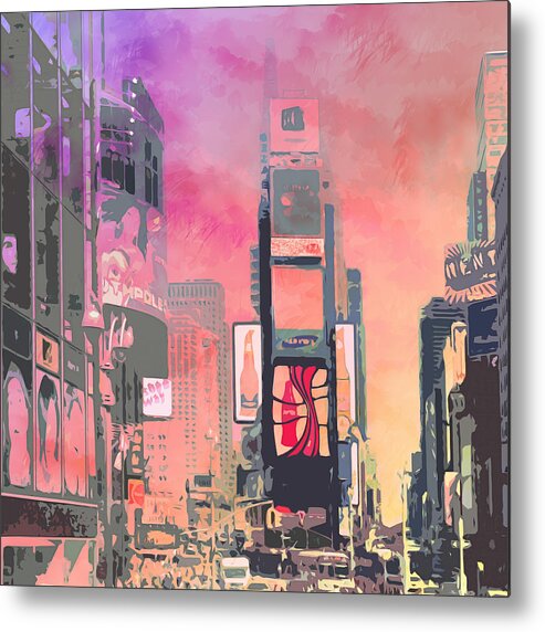 Usa Metal Print featuring the digital art City-Art NY Times Square by Melanie Viola
