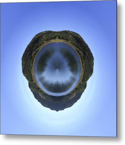 Blue Metal Print featuring the photograph Cleveland Reservoir Mirrored Stereographic Projection by K Bradley Washburn