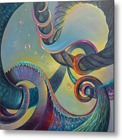 Swirl Metal Print featuring the painting Clinging by Claudia Goodell