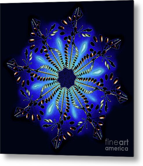 Cobalt Blue Metal Print featuring the digital art Cobalt Blue Tech Snow Flake by Andee Design