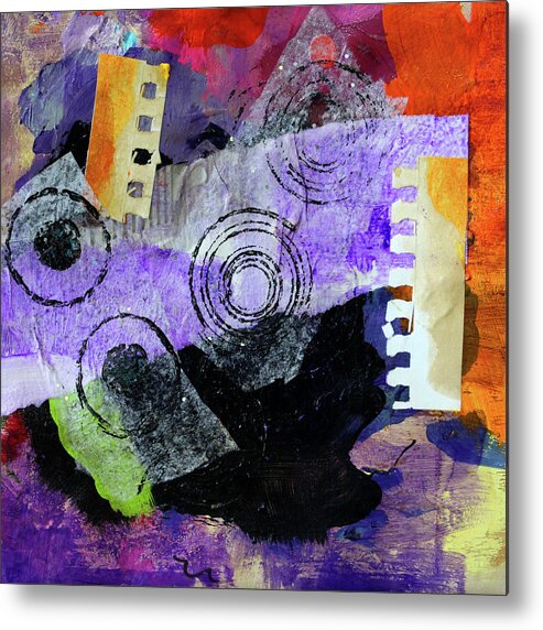 Large Purple Abstract Collage Metal Print featuring the mixed media Collage No 1 by Nancy Merkle