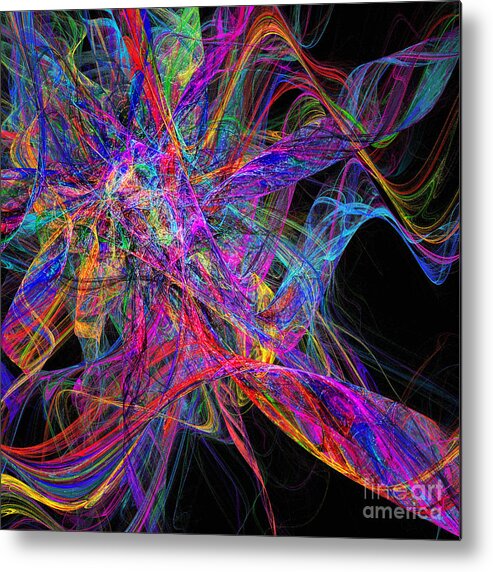 Andee Design Abstract Metal Print featuring the digital art Rainbow Colorful Chaos Abstract by Andee Design