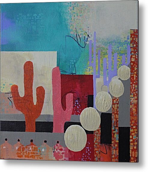 Abstract Metal Print featuring the painting Colorful Desert by April Burton