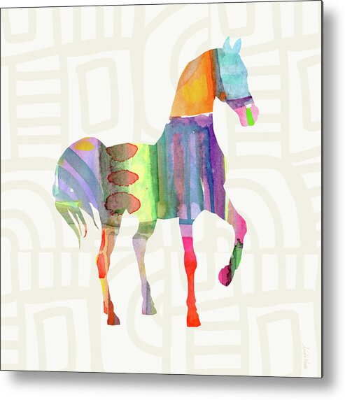 Horse Metal Print featuring the painting Colorful Horse 3- Art by Linda Woods by Linda Woods