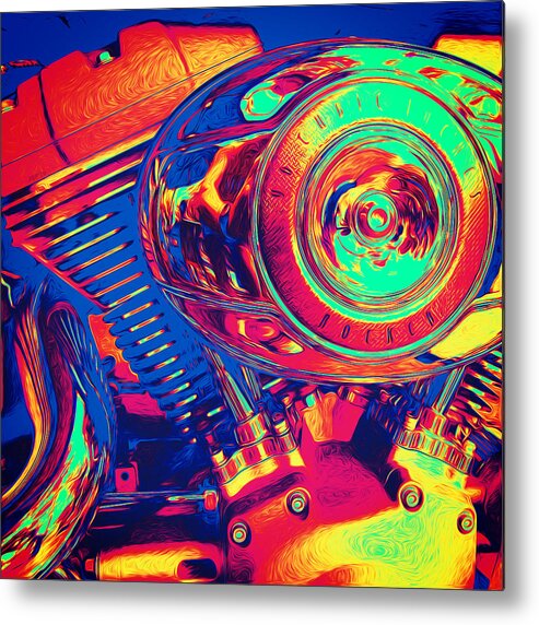 Motor Metal Print featuring the photograph Colorful Motorcycle Engine by Phil Perkins