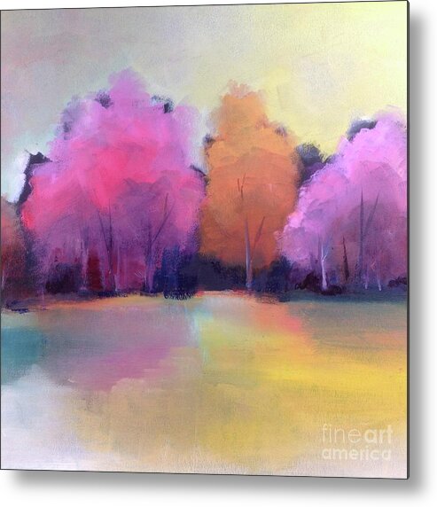 Trees Metal Print featuring the painting Colorful Reflection by Michelle Abrams