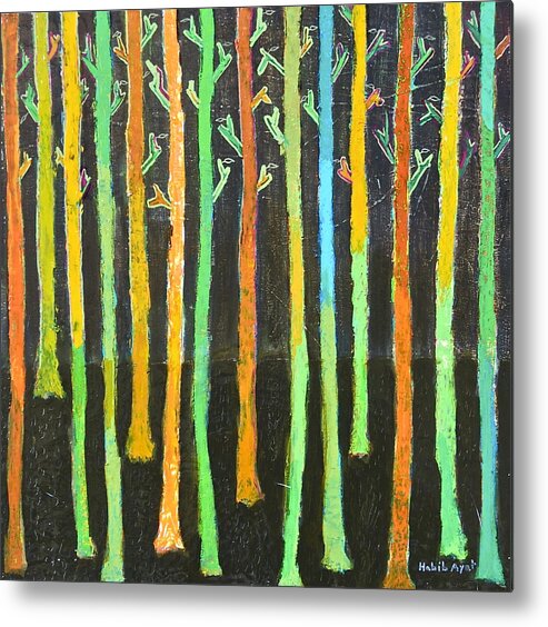 Colors Metal Print featuring the painting Colorful Trees by Habib Ayat