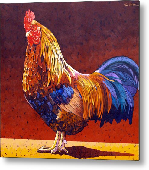 Regal Rooster Metal Print featuring the painting Commodore by Bob Coonts