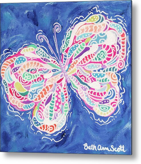 Butterfly Metal Print featuring the painting Confetti by Beth Ann Scott