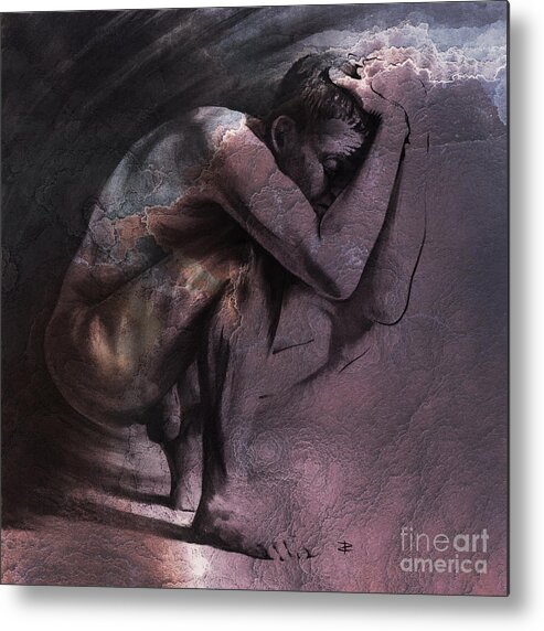 Contemplation Metal Print featuring the drawing Contemplation, textured by Paul Davenport