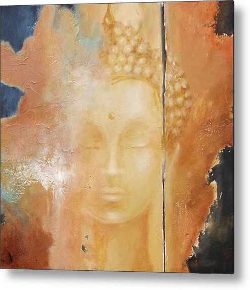 Buddha Metal Print featuring the painting Copper Buddha by Dina Dargo