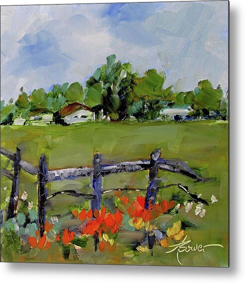 Texas Metal Print featuring the painting Corner Lot, Texas Style by Adele Bower